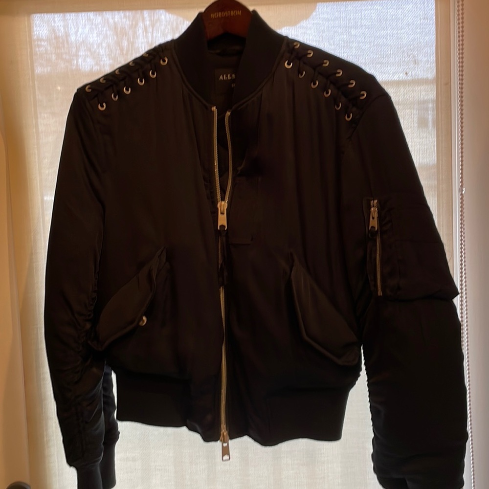 All Saints Black Bomber Jacket (S)